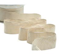 Furlanis - Ruban Quadretti, Ruban Décoratif pour l'Emballage, Faveurs, Cadeaux, Tissu Italien - Beige, 40 mm x 25 m