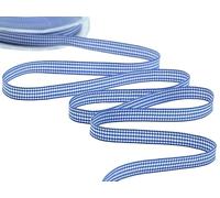 FURLANIS - Ruban Quadretti Satin Tartan, Vicky à Carreaux, Tissu Italien - Bleu Foncé, 10 mm x 25 m