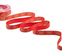 Furlanis - Ruban Satin Boutique Lames Avec Impression Sérigraphie Laminée Et Décor Élégant Joyeux Noël - Rouge, 16 mm x 10 m