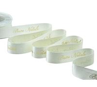 Furlanis - Ruban Satin Boutique Lames Avec Impression Sérigraphie Laminée Et Décor Élégant Joyeux Noël - Or, 25 mm x 10 m