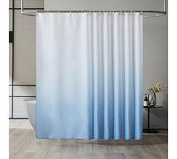 Furlinic Rideau de Douche Anti Moisissure en Tissu Bleu Clair Dégradé Lavable en Machine Grand Rideaux de Bain Imperméable en Polyester pour Baignoire Textile avec 12 Crochets 240x200cm