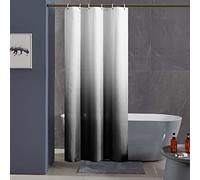 Furlinic Rideau de Douche Anti Moisissure Noir Dégradé Tissu Lavable en Machine Petit Rideau de Bain Textile en Polyester Imperméable avec 6 Anneau Rideau Douche 100x200cm