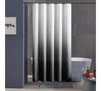 Furlinic Rideau de Douche Anti Moisissure Noir Dégradé Tissu Lavable en Machine Petit Rideau de Bain Textile en Polyester Imperméable avec 10 Anneau Rideau Douche 150x180cm