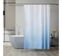 Furlinic Rideau de Douche Anti Moisissure Tissu Lavable en Machine Petit Rideau de Bain Textile en Polyester Imperméable avec 10 Anneau Rideau Douche 150x180cm Bleu Clair Dégradé