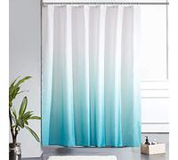 Furlinic Rideau de Douche Anti Moisissure Tissu Lavable en Machine Rideau de Bain Textile Imperméable en Polyester Design avec 12 Crochets 180x180cm Turquoise Dégradé