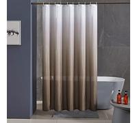 Furlinic Rideau de Douche Anti Moisissure Tissu Lavable en Machine Rideau de Bain Textile Imperméable en Polyester Design avec 12 Crochets 180x180cm Taupe Dégradé
