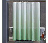 Furlinic Rideau de Douche Anti Moisissure Tissu Lavable en Machine Rideau de Bain Textile Imperméable en Polyester Design avec 12 Crochets 180x180cm Vert Herbe Dégradé