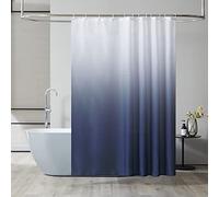 Furlinic Rideau Douche Lavable en Machine,Textile Polyester,Anti Moisissure,Chic,Rideaux Salle de Bain pour Baignoire,avec 12 Crochets,Imperméable,Tissu Bleu Marine Dégradé,180x180 cm,Lesté