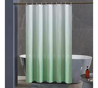 Furlinic Rideau Douche Tissu Vert Herbe Dégradé,Chic,Lavable en Machine,Anti Moisissure,Rideaux Salle de Bain pour Baignoire,avec 10 Crochets,Imperméable,Lesté,Textile Polyester,150 x 180 cm