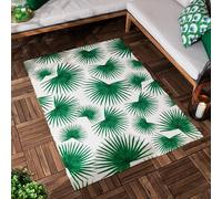 furn. Algave Tapis - Intérieur/Extérieur Art Déco Palme Leaf Tissage Plat Lavable Résistant Aux Intempéries Tropical Tapis (Vert - 120x170cm)
