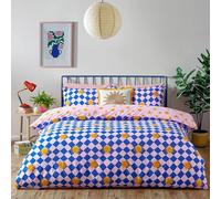 Furn. Antares Parure de lit - Sunshine Damier Réversible Polycoton (Multicolore - Double)