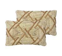 Furn. Boda Lot de 2 Coussins Garnis de Jute et Polyester tressé