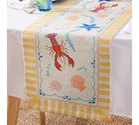 furn. Brunch Stripes Chemin De Table - Lavable à Rayures Nautiques Et Homard Séchage Rapide Décoration De Table (Multicolore - 220x35cm)