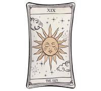 furn. Celestial Stories Coussin Garni de Polyester - décoratif en Velours brodé inspiré du Tarot du Soleil (Lin/Noir - 30x50cm)
