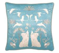 furn. Colony Coussin Garni de Plumes de Palmier en Polyester Bleu
