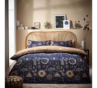 furn. Constellation Duvet Cover Set, Polycotton, Gold/Navy, Single