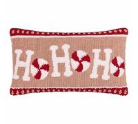 furn. Coussin Garni de Plumes Candy Ho Ho Ho - Coussin décoratif de Noël touffeté avec Slogan texturé (Rose/Rouge - 30x50cm)
