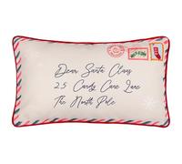 furn. Coussin Garni de Plumes Cher Père Noël - Coussin réversible à Motif de Lettres festives de Noël (Multicolore - 30x50cm)