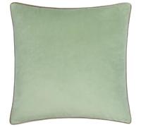 furn. Coussin Meridian Garni de Polyester - Coussin décoratif Luxueux en Velours passepoilé contrasté (Eucalyptus/Moka - 45x45cm)