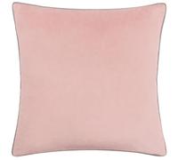furn. Coussin Meridian Garni de Polyester - Coussin décoratif Luxueux en Velours passepoilé contrasté (Fard à Joues/Gris - 45x45cm)