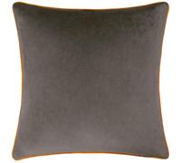 furn. Coussin Meridian Garni de Polyester - Coussin décoratif Luxueux en Velours passepoilé contrasté (Moka/Citrouille - 45x45cm)
