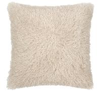 furn. Coussin Rowan en Plumes - Coussin décoratif en Fausse Fourrure Douce de Style Mongol avec Revers en Velours (Naturel - 50x50cm)