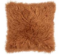 Furn Coussin Rowan en Polyester - Coussin décoratif en Fausse Fourrure Douce de Style Mongol avec Revers en Velours (Gingembre - 50x50cm)