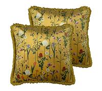 furn. Coussins remplis Polyester Fleura Twin Pack, Ocre, 50 x 50cm