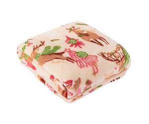 furn. Couverture Polaire de Noël Festive avec imprimé Renne et Père Noël (Multicolore - 130x150cm)