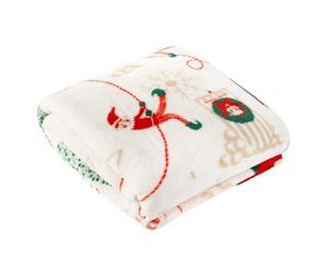 furn. Couverture Polaire Elfie Duvet Day - Couverture de Noël Festive pour lit ou canapé (Crème/Menthe - 130x150cm)