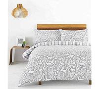 furn. Creative Tissu Skandi Woodland Duvet Set, Coton, Gris Clair, Le Roi