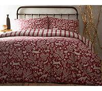 furn. Creative Tissu Skandi Woodland Duvet Set, Coton, Wildberry Rouge, Unique, Twin