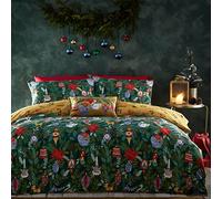 furn. Deck The Halls King Duvet Cover Set, Cotton, Polyester, Pine Green, DECKHAL/D03/PGR