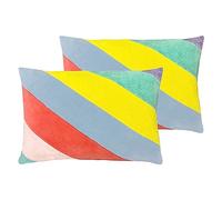 Furn. Della Lot de 2 Coussins Garnis de Polyester à Rayures