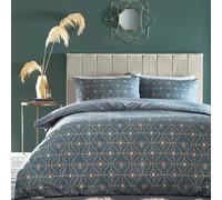 Furn - Design géométrique - Ensemble linge de lit "Bee Deco" RV2487 (lit simple) (Gris-bleu)
