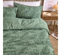 furn. Duvet Day Seville Leaf Parure De Lit (Vert - King) | Doux Au Toucher Nature Feuille Touffetée Entretien Facile Literie