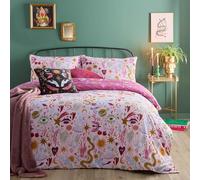 furn. Ensemble de Housse de Couette Enchanted - Parure de lit réversible au Design Mystique et céleste (Rose - Super King)