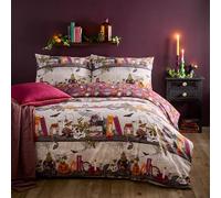 furn. Ensemble de Housse de Couette Witchy Tales - Parure de lit réversible Style Halloween avec Potion Magique (Multicolore - Super King)