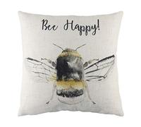 furn. Evans Lichfield Bee Happy Coussin Garni en Polyester Blanc 43 x 43 cm