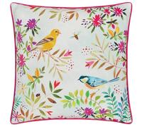furn. Evans Lichfield Coussin rempli de Plumes imprimé Daisy Hill Willow Birds - Multicolore/Rose - 45x45cm