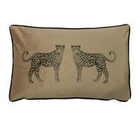 furn. Evans Lichfield Savannah Léopards Plumes Coussin Rempli, Polyester, Biscuit