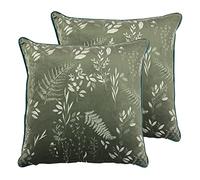 furn. Fearne Twin Pack Coussins remplis de Plumes, Polyester, Sage Vert, 50 x 50cm