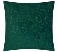 furn. Festive Trees Coussin Garni de Polyester - décoratif en Polyester Motif sapins festifs - Coussin décoratif en Flanelle Douce et gaufrée pour Noël (Émeraude - 50x50cm)