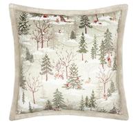 furn. Festivités forestières Coussin Garni de Polyester - Coussin de Noël en Velours avec Revers et Bordure en Fausse Fourrure (Naturel - 50 x 50 cm)