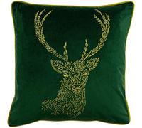 furn. Forêt Faune Coussin Stag Couverture, Polyester, Emeraude/Or