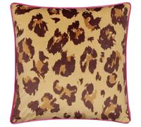 furn. fourrer. Coussin Garni de Polyester en Velours Passepoil True Leopard - Multicolore - 43x43cm