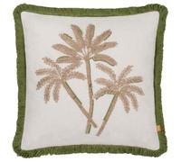 furn. fourrer. Coussin Garnissage en Polyester Brodé Palmier - Vert - 45x45cm