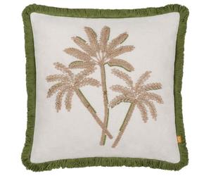 furn. fourrer. Coussin Garnissage en Polyester Brodé Palmier - Vert - 45x45cm