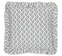 furn. fourrer. Housse de Coussin à Volants Imprimée Bloc Lulah - Lin/Bleu - 45x45cm