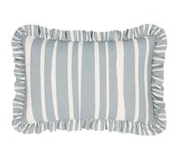 furn. fourrer. Housse de Coussin à Volants Rayures Carmon - Lin/Bleu - 40x60cm